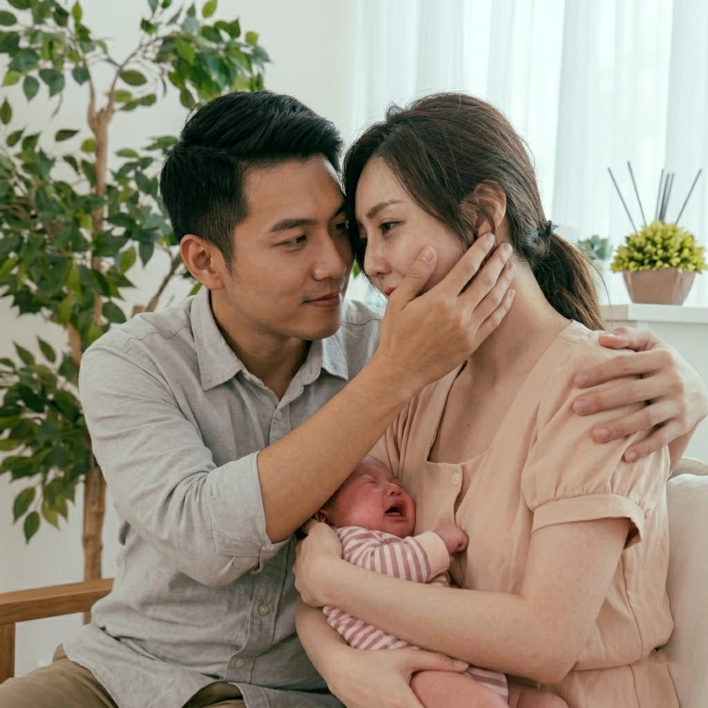 Người chồng đóng vai trò cực kỳ quan trọng trong việc chăm sóc mẹ bé.