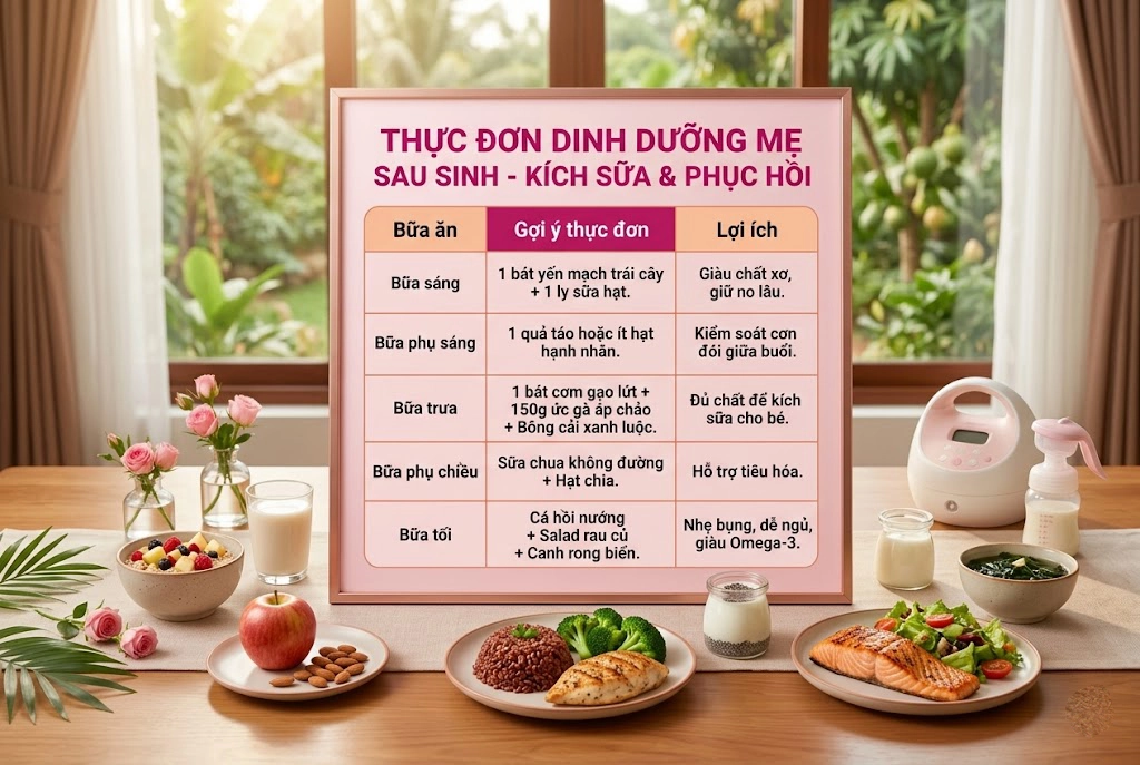 Bảng thực đơn gợi ý 1 ngày cho mẹ muốn giảm cân an toàn