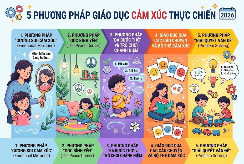 Quản lý cảm xúc cho trẻ: Tổng hợp 5 phương pháp giáo dục thực chiến 2026