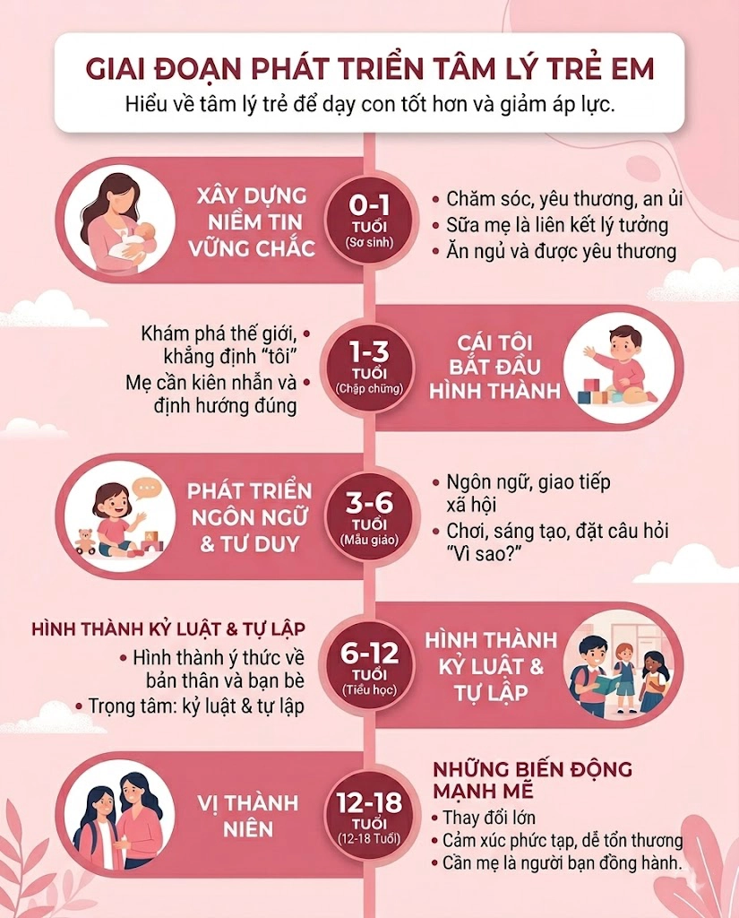 Các giai đoạn phát triển tâm lý trẻ em